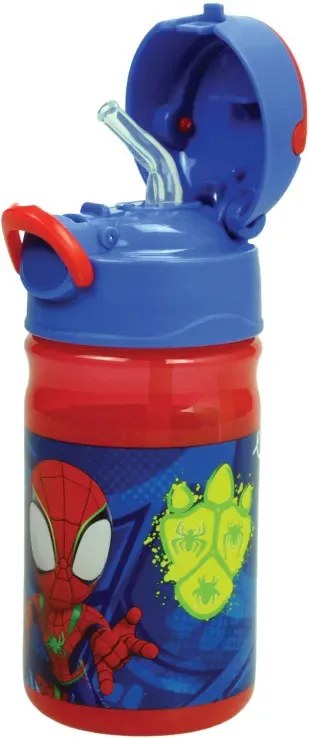 Pókember Spidey Dino Webs műanyag szívószálas kulacs akasztóval 350 ml