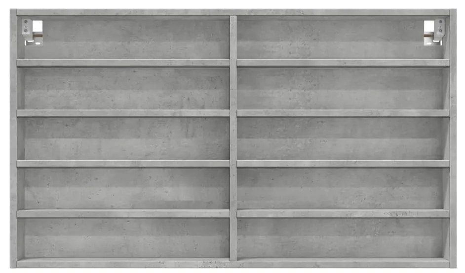 betonszürke szerelt fa vitrinszekrény 100 x 15 x 58 cm