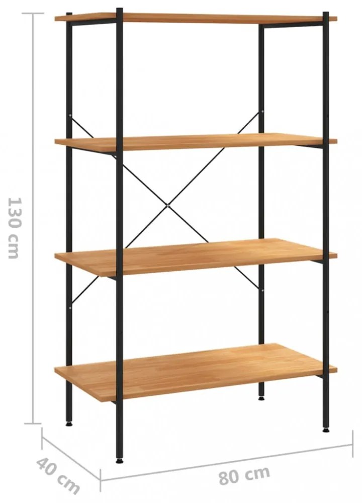 fekete és tölgy 4 szintes polcrendszer 80 x 40 x 130 cm