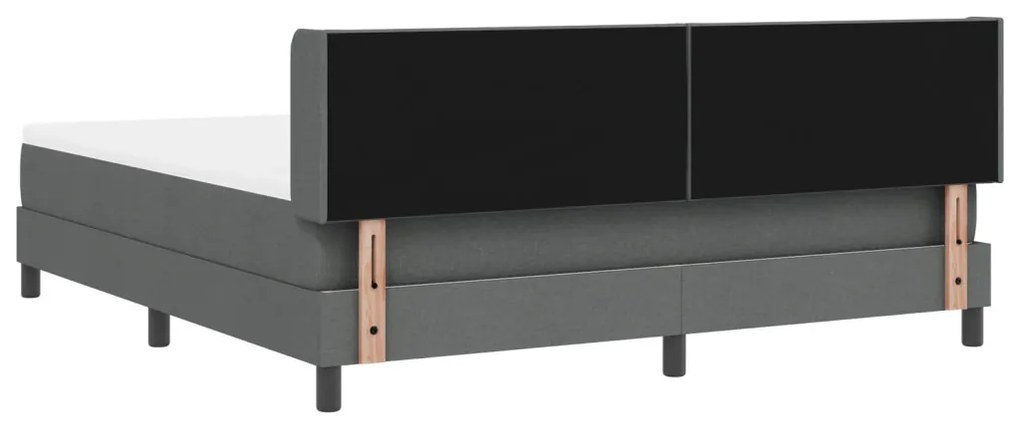Boxspringágy matraccal - Sötétszürke, 180 x 200 cm, Szövet.