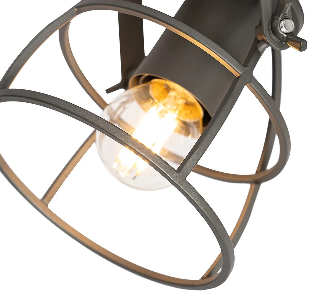 Ipari spotlámpa sötétszürke fával állítható 2-lámpás - Arthur