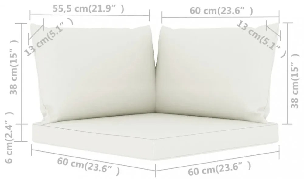 3 db krémfehér szövet raklapkanapé-párna