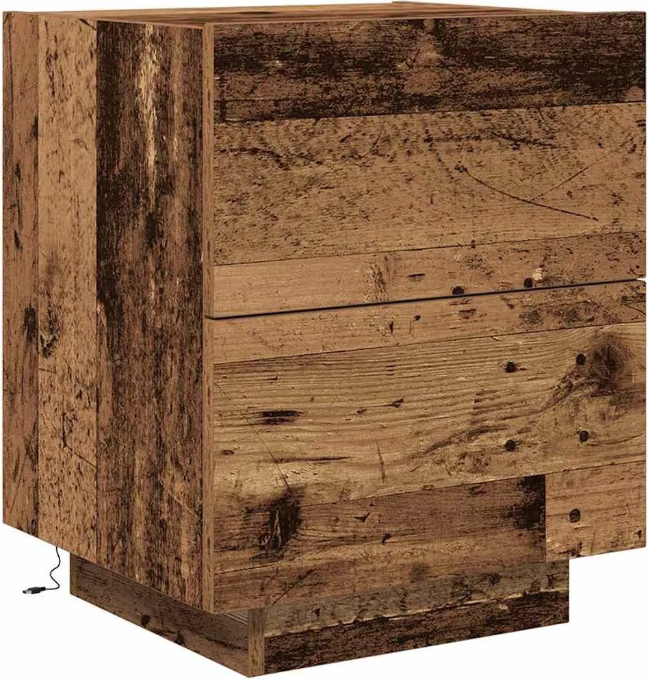 vidaXL Éjjeliszekrény fiókkal Öreg fa 45 x 40 x 55 cm Faanyag