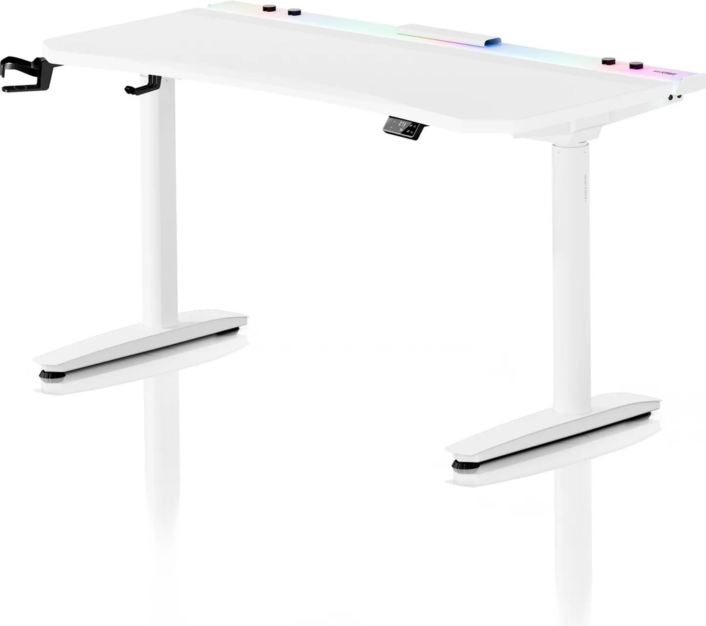 Elektromos RGB gamingasztal tartókkal, fehér, 140 cm: Diablo X-Forge 1400