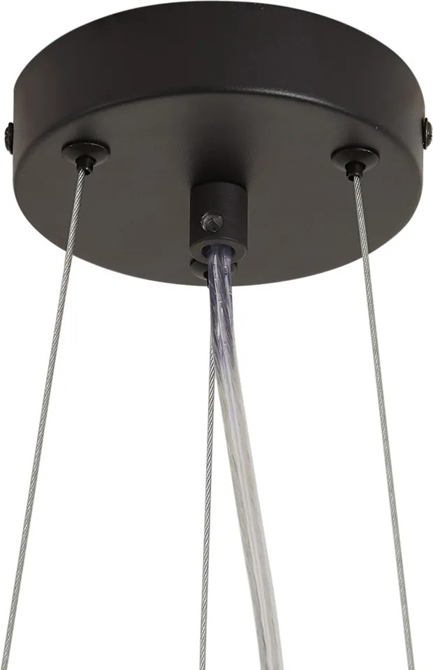 Japandi hanglamp zwart met beige bloemen en wit glas - Flower Power