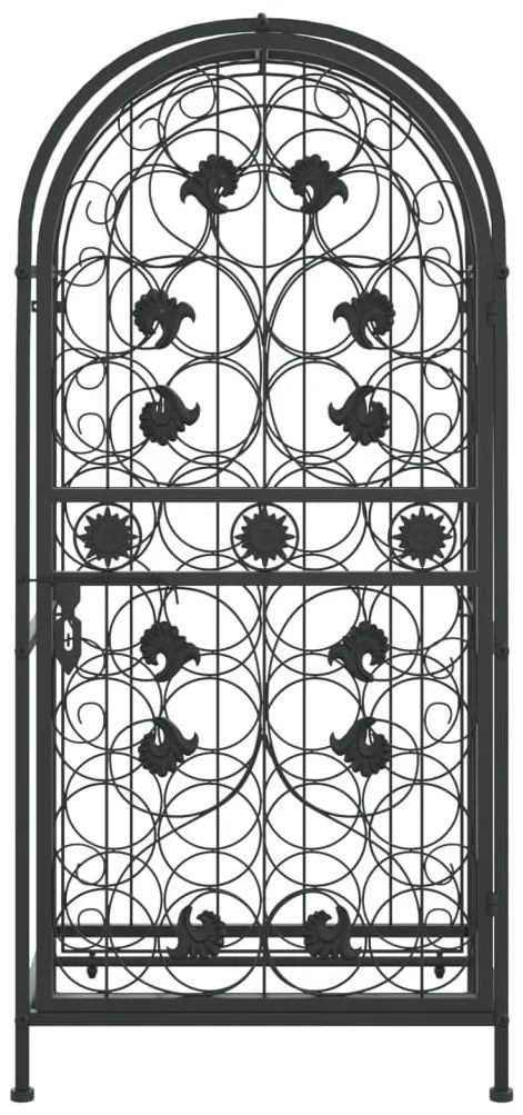 Fekete kovácsoltvas bortartó 33 palackhoz 45 x 36 x 100 cm