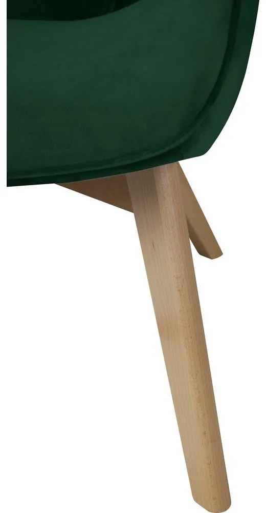 Sötétzöld bársony fotel lábtartóval Niko – Ropez