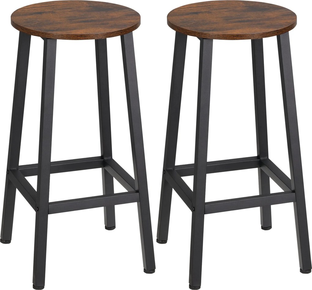 HOMCOM 2db Magas Konyhai Szekrény 65 cm, Bárszékek Acél Lábbal és Lábpihentővel, Tágas Nappaliba vagy Étkezőbe, Terhelhetőség 75 kg | Aosom