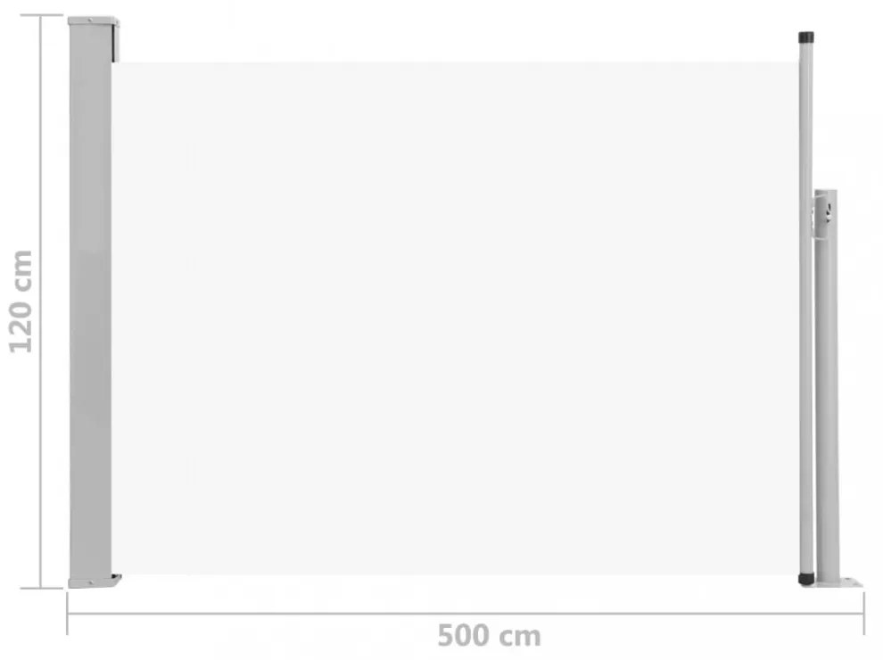 krémszínű behúzható oldalsó teraszi napellenző 120 x 500 cm