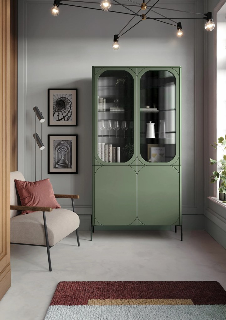 Sonatia vitrin 100 4D - olívazöld