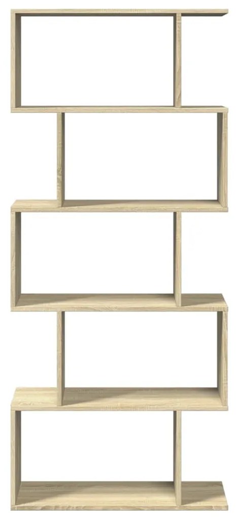 5 szintes sonoma tölgy fa elválasztó könyvespolc 70x24x161 cm
