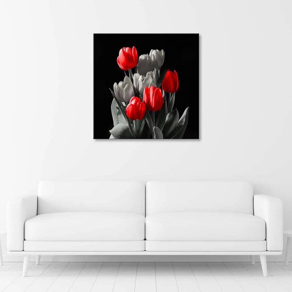 Gario Vászonkép Csokor piros tulipán Méret: 50 x 50 cm