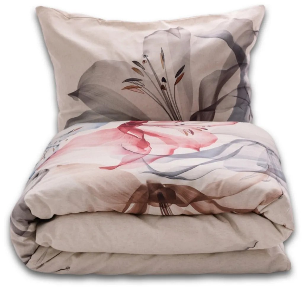 Lilie pamut és len keverékből készült ágyneműhuzat, 220 x 200 cm, 2x 70 x 80 cm