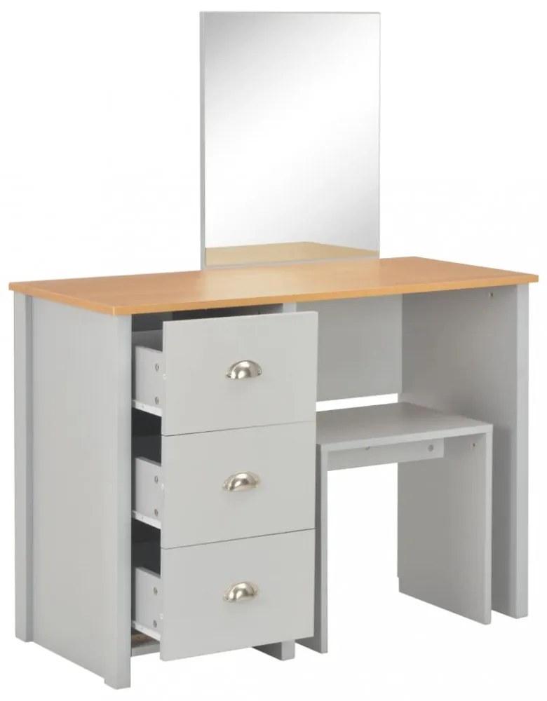 szürke öltözőasztal tükörrel és ülőkével 104 x 45 x 131 cm