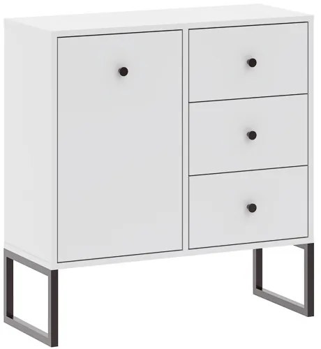 Komód Fehér Színben. LINEA 77 cm. 1 Ajtó + 3 Fiók