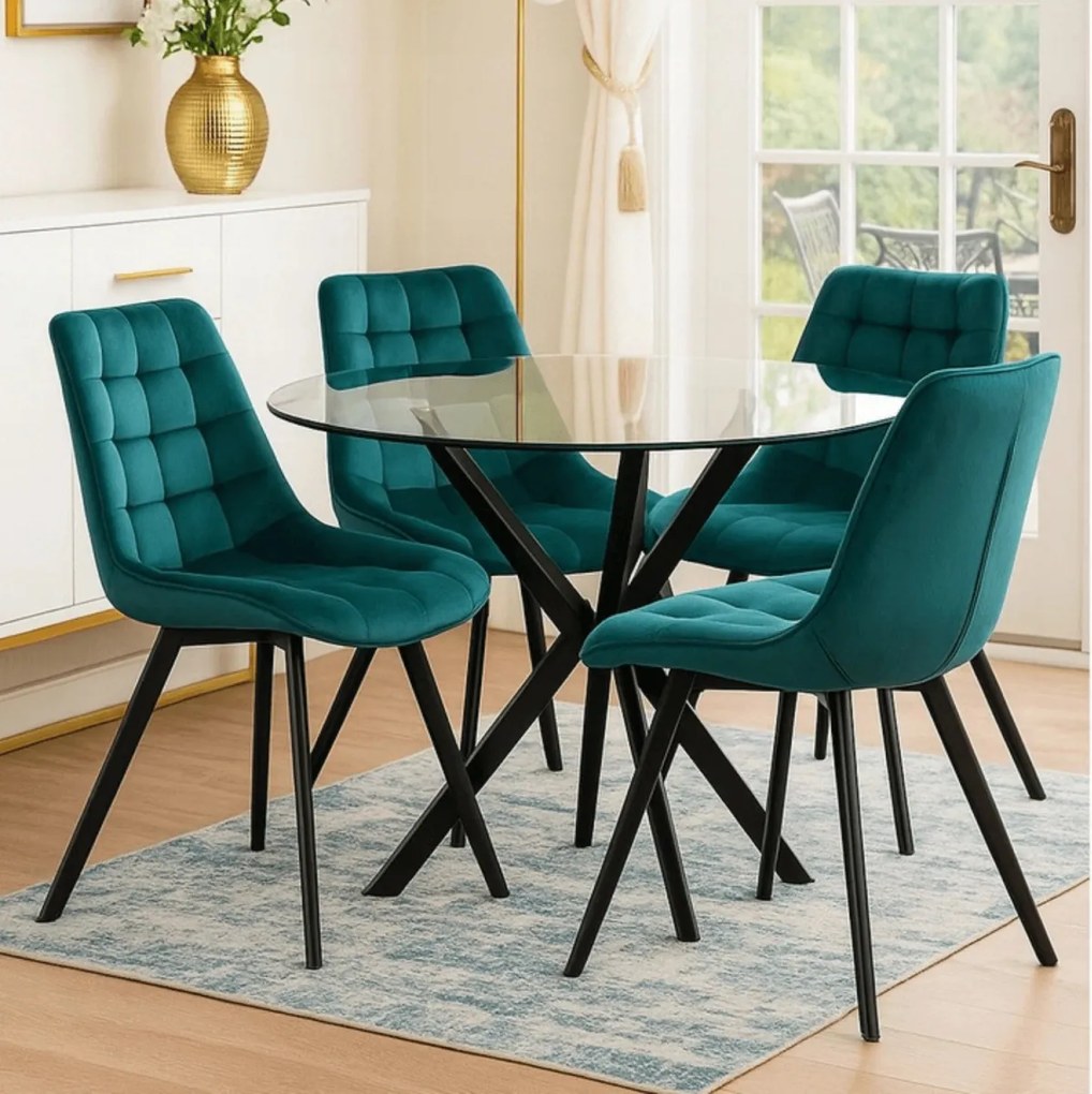 Szék türkiz színben, bársony kárpittal. RICK