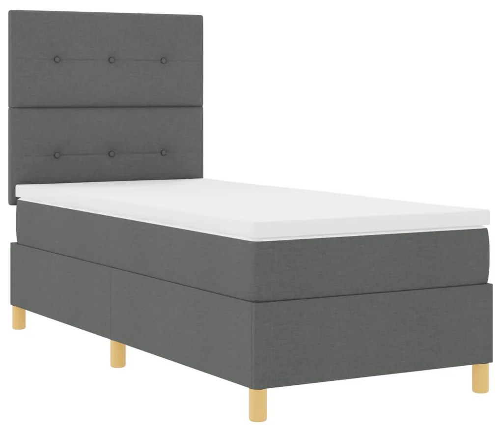 Box Spring Ágy Matracával Sötétszürke 90x200 cm Szövet
