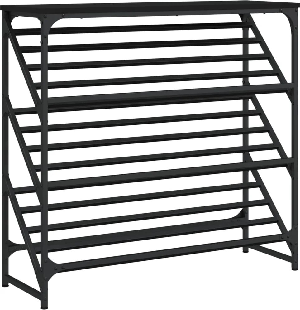 vidaXL fekete szerelt fa cipőtartó 90x30x85 cm