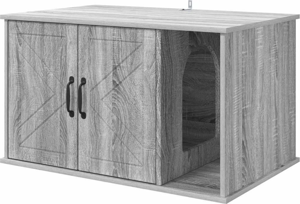 vidaXL Macska Ház Szürke Sonoma 85 x 55 x 50 cm Faanyag