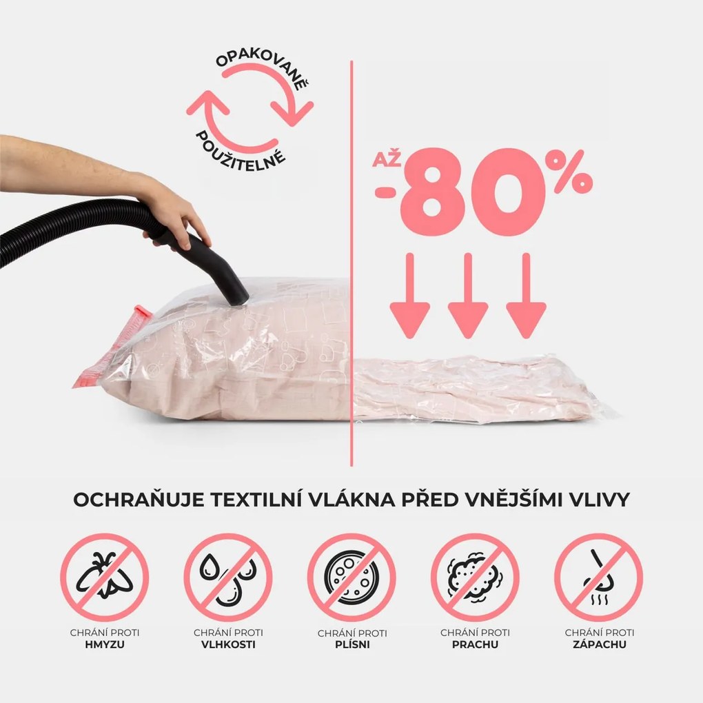 Tömörítő Aspispace 3x M 70 l, 2x L 120 l, 5 dbvákuumos tároló zsákok készlete, 5 db