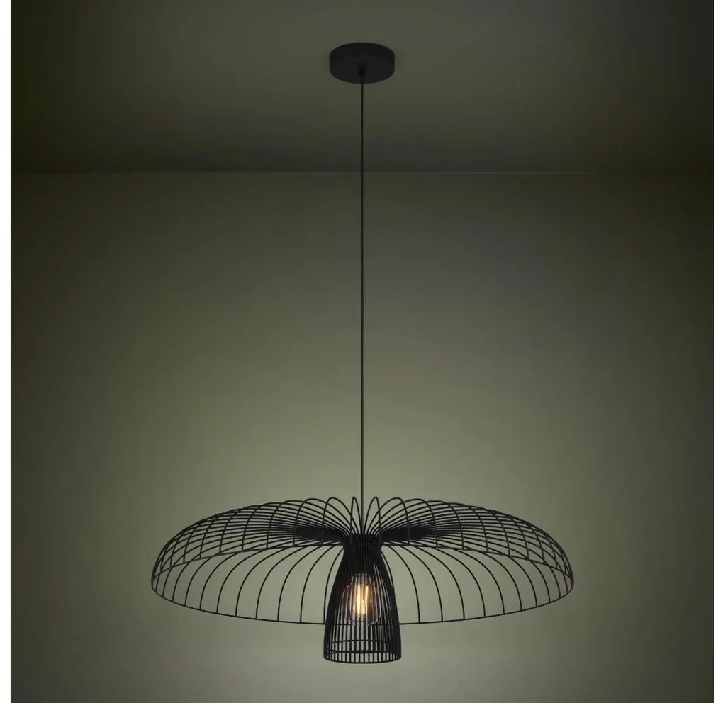 Eglo 390216 - Csillár zsinóron CHAMPERICO 1xE27/60W/230V 77 cm fekete