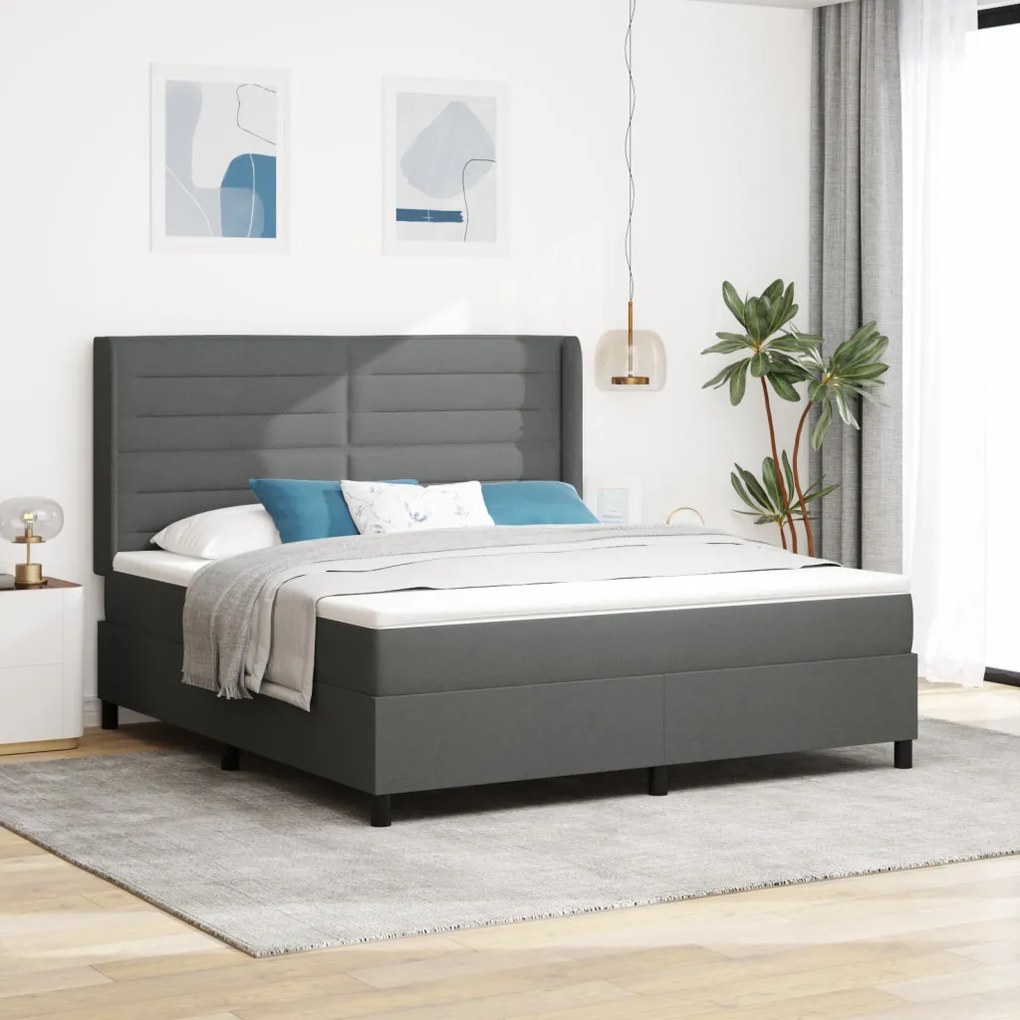 Boxspring Ágy Matracra Sötétszürke 180x200 cm Szövet