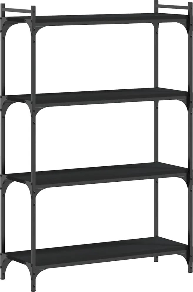 vidaXL 4 szintes fekete szerelt fa könyvespolc 80 x 30 x 120 cm