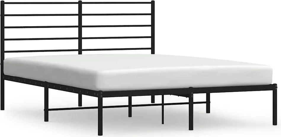 vidaXL fekete fém ágykeret fejtámlával 140 x 190 cm