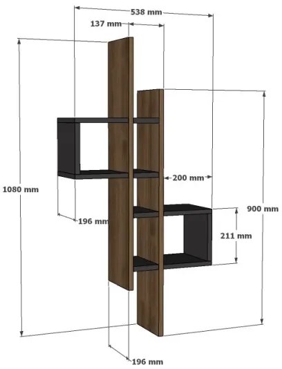 Fali polc EMSE 108x53,8 cm barna/antracit
