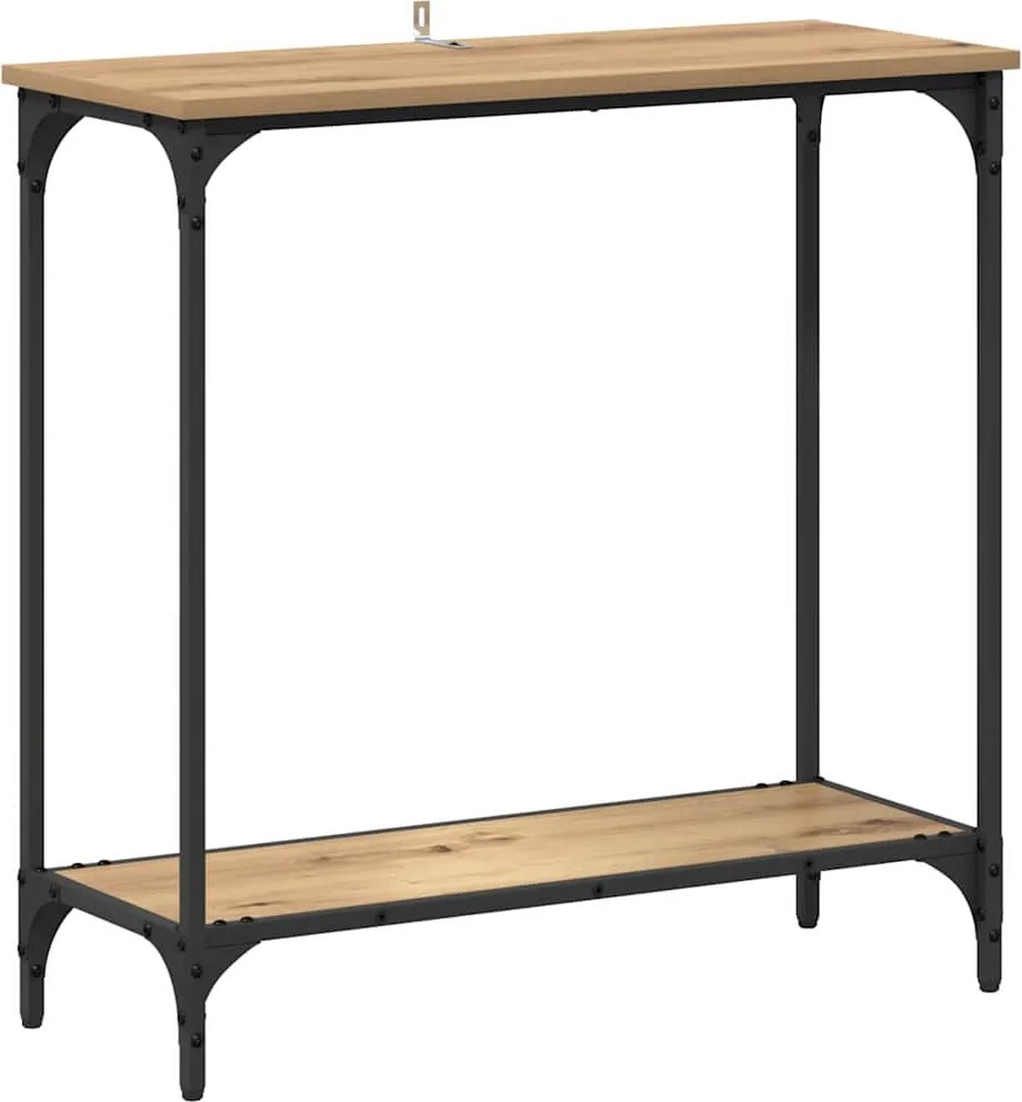 vidaXL Konzolasztal polcokkal kézműves tölgy 75 x 30.5 x 75 cm Faanyag