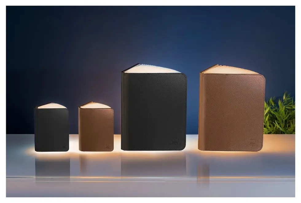 Fekete LED asztali lámpa textil búrával (magasság 2,5 cm) Booklight – Gingko