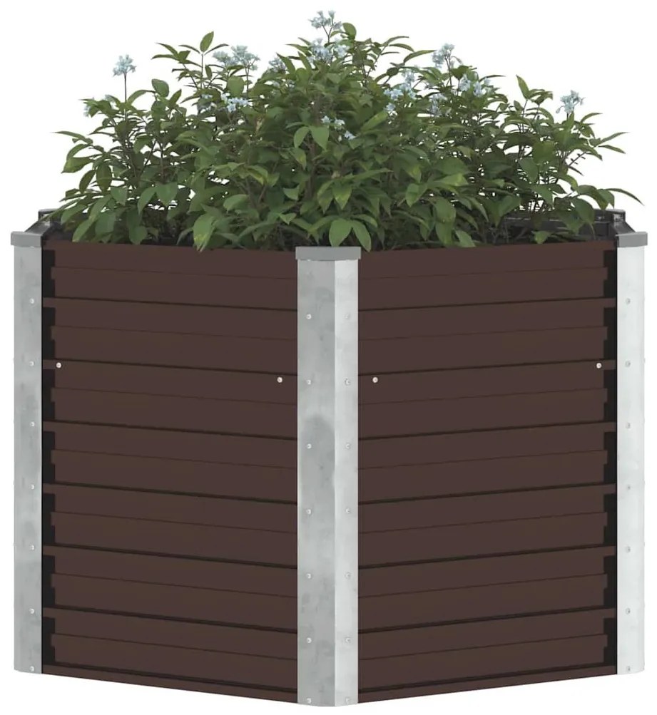 barna horganyzott acél kerti magaságyás 129 x 129 x 77 cm