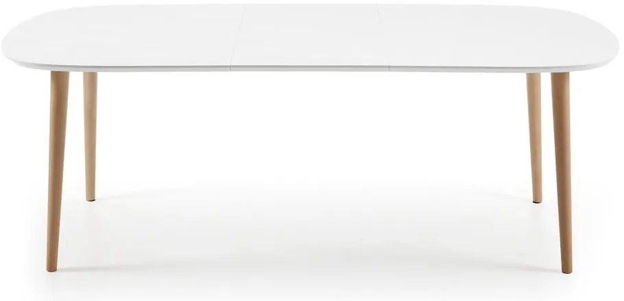 Fehér bővíthető étkezőasztal fehér asztallappal 100x160 cm Oqui – Kave Home