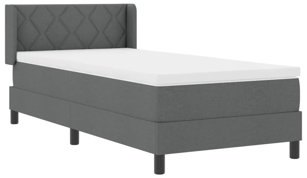 Boxspring ágy matraccal, sötétszürke, 100x200 cm szövet