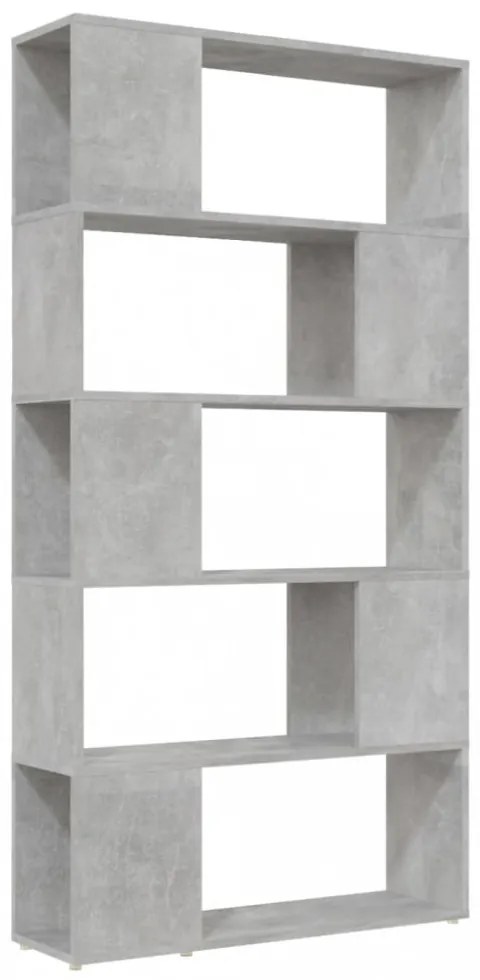 betonszürke térelválasztó könyvszekrény 80 x 24 x 155 cm
