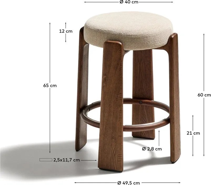 Bézs-sötét natúr színű kőrisfa bárszék (ülésmagasság 65 cm) Granite – Kave Home