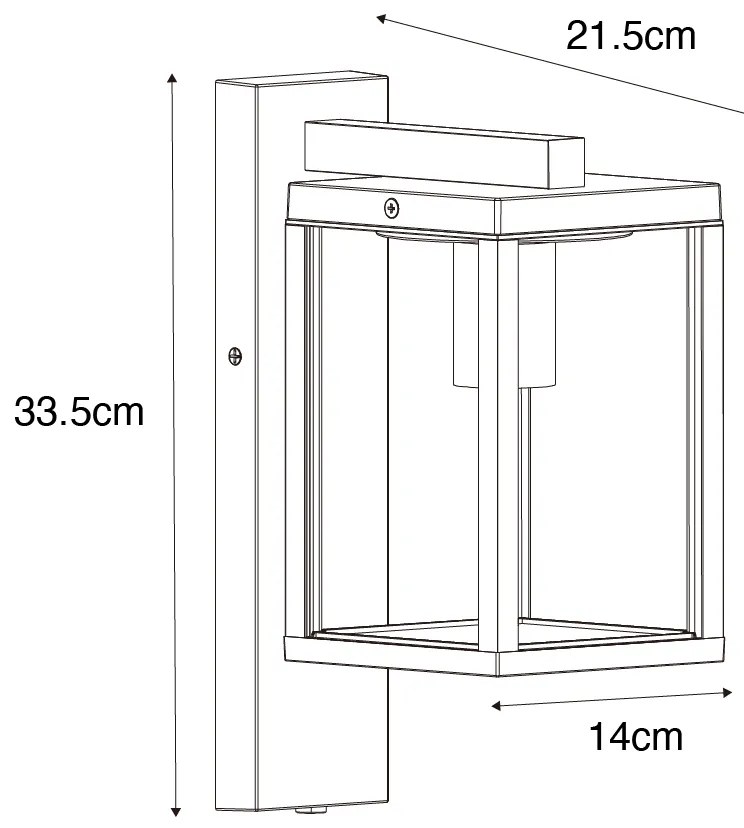 Kültéri fali lámpa fekete bordázott üveggel és szürkületi érzékelővel - Charlois