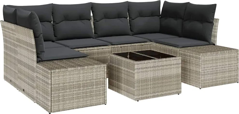 vidaXL Kerti Kanapé Szett párnával 8 pcs Világosszürke és Sötétszürke