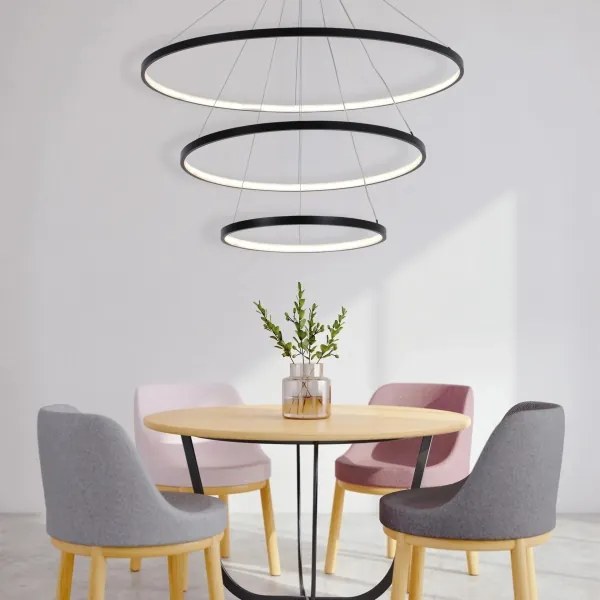 LED Csillár zsinóron LEA LED/60W/230V 4000K átm. 80 cm fekete