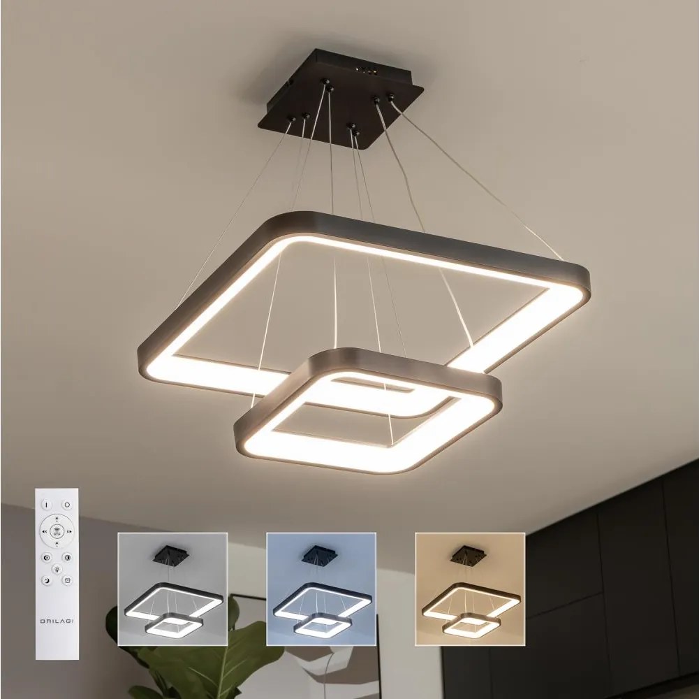 Brilagi - Fényerőszabályozható kábeles függeszték FALCON SLIM LED/78W/230V 50x50 cm fekete + távirányító