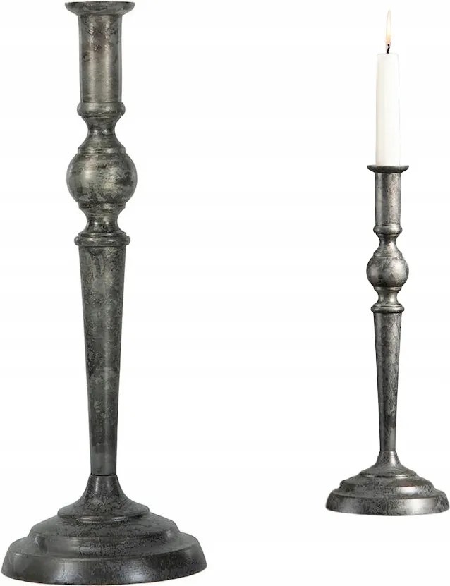 Gyertyatartó Kandeláber Loft Retro Ezüst Nappaliba Otthonra Erkélyre Teraszra 33cm