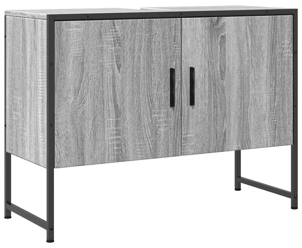 szürke sonoma szerelt fa fürdőszobai mosdószekrény 80x33x60 cm
