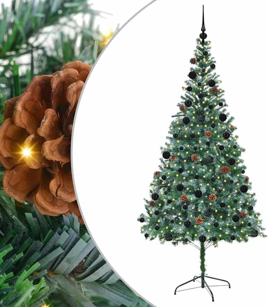 vidaXL Mű karácsonyfa 300 LED-del állvánnyal Zöld 210 cm PVC és Acél