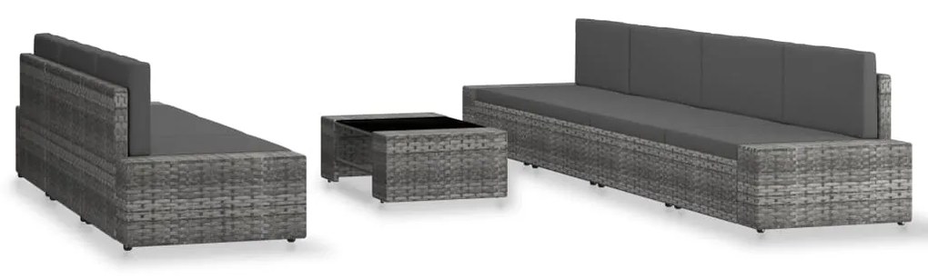 vidaXL 8 részes szürke polyrattan kerti ülőgarnitúra