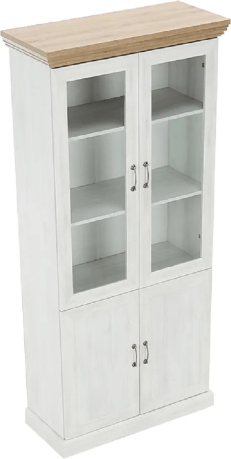 vitrines szekrény, északi sosna/vadtölgy, ROYAL W4D