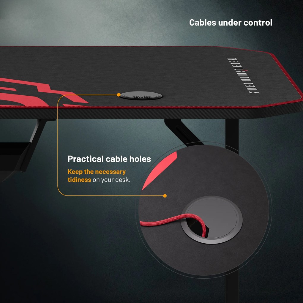 Gamer asztal 140 cm fekete: Diablo X-Mate 1400