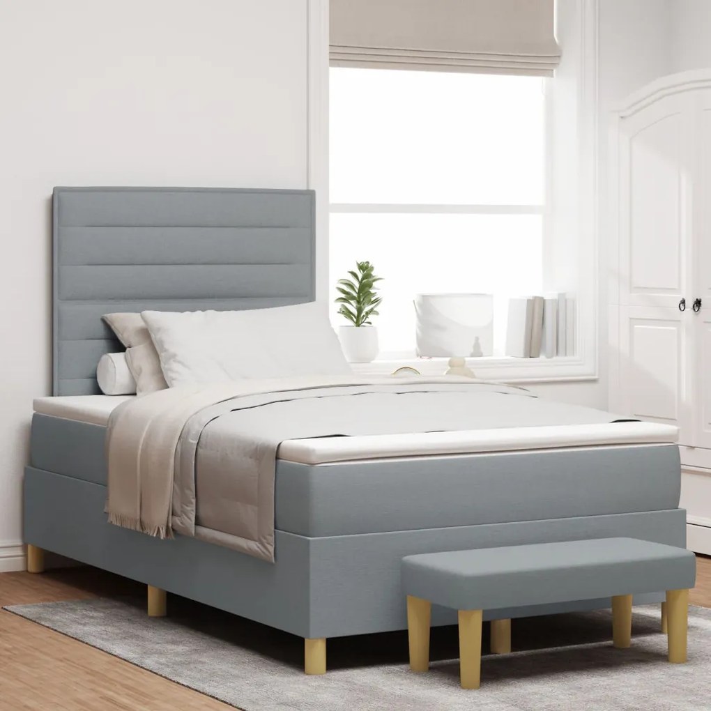 Box Spring Ágy Matraccal és Pad Light Grey 120x190 cm Szövet