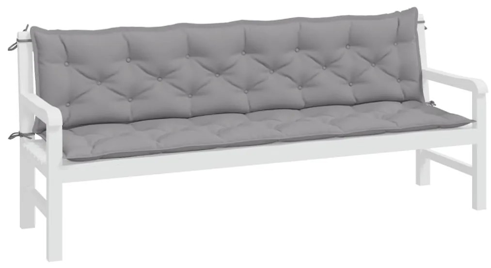 2 db szürke oxford szövet kerti padpárna 200 x 50 x 7 cm