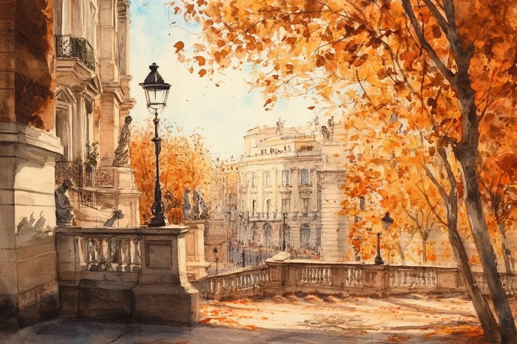 Vászonkép Canvas Város Róma Park Terasz Lépcsők Ősz Kilátás 120x80