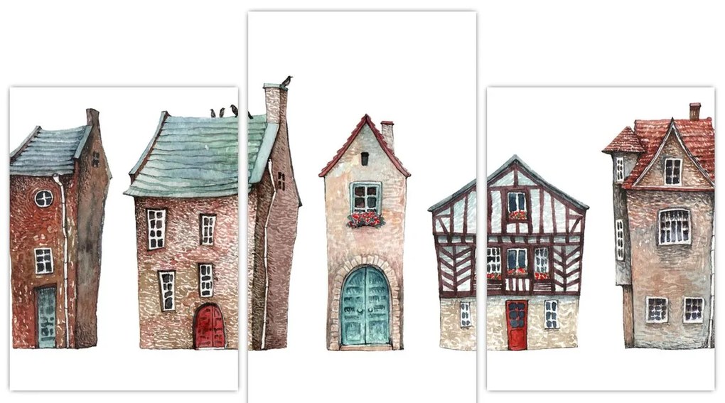 Kép - Akvarell házak (90x60 cm)